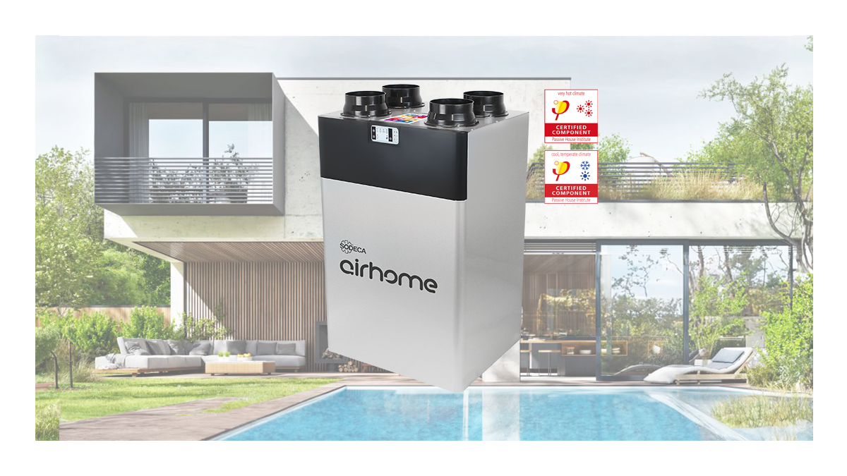 The new AIRHOME-350/V heat recovery unit of SODECA, certified with the Passivhaus standard